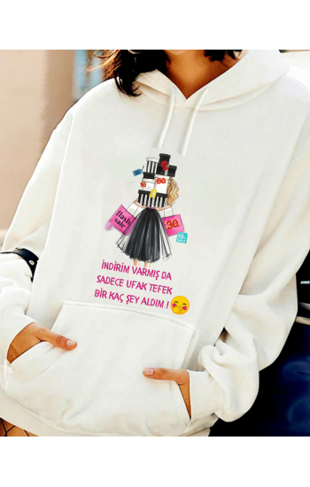 Esprili Resimli Yazı Baskılı Kadın Sweatshirt…