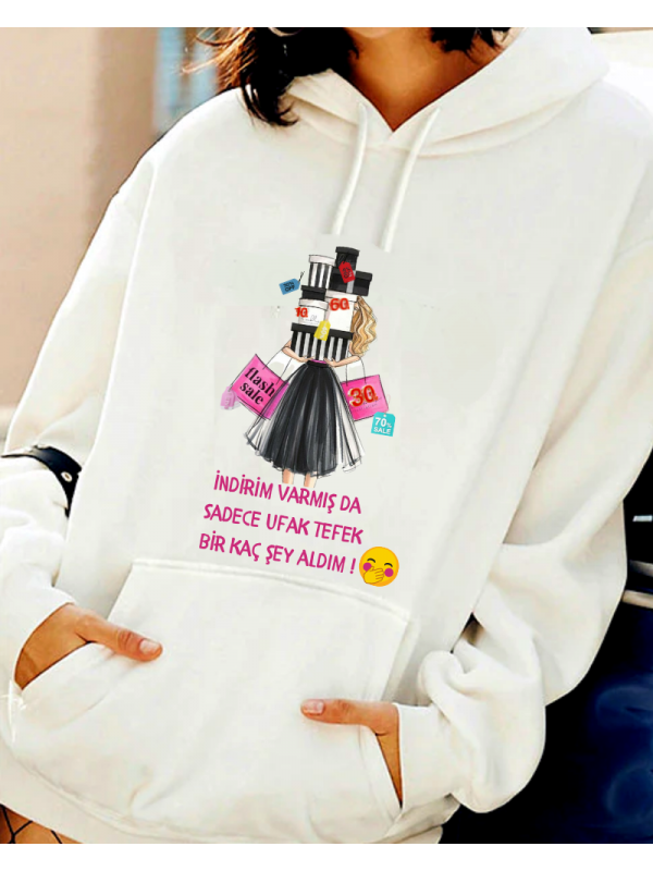 Esprili Resimli Yazı Baskılı Kadın Sweatshirt…