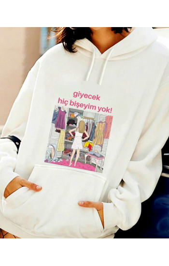 Giyecek Hiçbişeyim Yok Espirili Baskılı Kadın Sweatshirt…