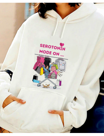 Serotonin Mode On Espirili Baskılı Kadın Sweatshirt