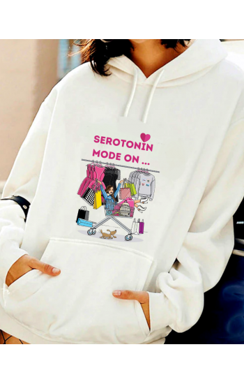 Serotonin Mode On Espirili Baskılı Kadın Sweatshirt…