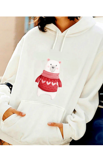 Yılbaşı Ayıcık Tema Baskılı Kadın Sweatshirt…