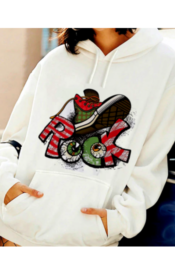 Rock ve Ayakkabı Baskılı Kadın Sweatshirt…