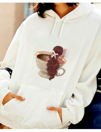 Coffe Baskılı Resimli Kadın Sweatshirt