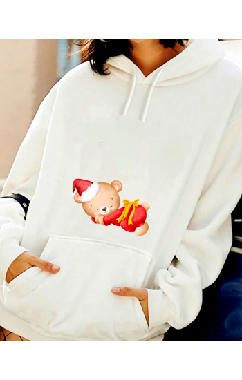 Yılbaşı Ayıcık Baskılı Kadın Sweatshirt…