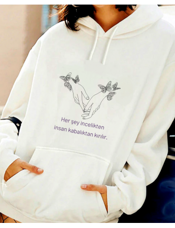 İllüstrasyon Resimli ve Anlamlı Yazı Baskılı Kadın Sweatshirt22