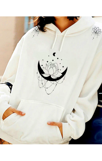 Lotus Çiçeği Baskılı Kadın Sweatshirt…