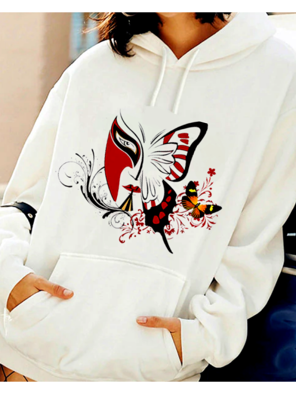 Silüet ve Kelebek Baskılı Kadın Sweatshirt…