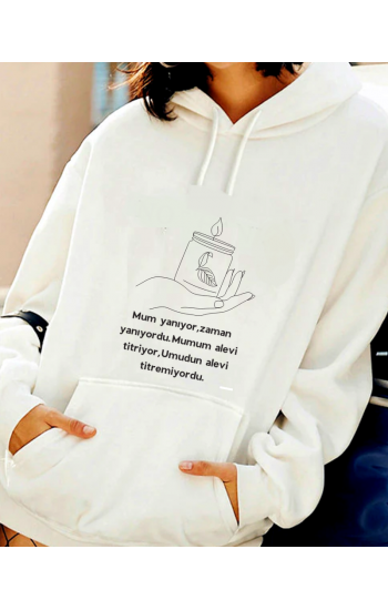 İllüstrasyon Çizim ve Anlamlı Yazı Baskılı Kadın Sweatshirt…