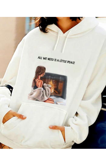 İllüstrasyon Resim ve Yazı Baskılı Kadın Sweatshirt…