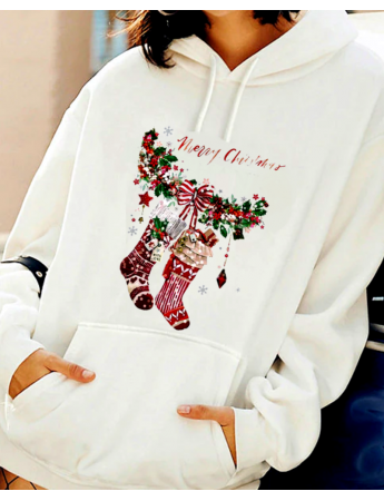 Merhaba Noel Baskılı Kadın Sweatshirt