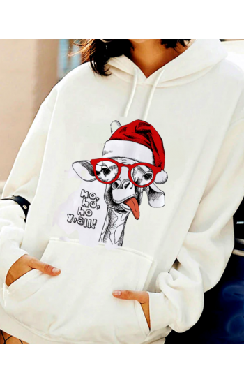 Noel ve Gözlük Baskılı Kadın Sweatshirt…