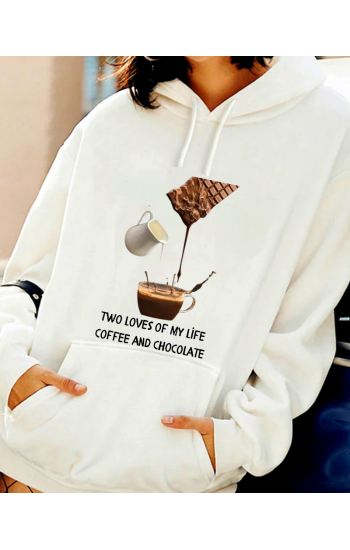 Hayatımın İki Aşkı Kahve Çikolata Baskılı Kadın Sweatshirt…