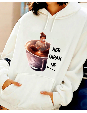 Her Sabah Me Baskılı Kadın Sweatshirt