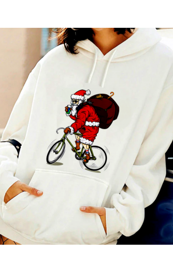 Noel ve Bisiklet Baskılı Kadın Sweatshirt…