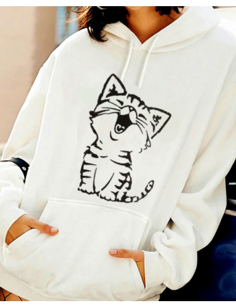 Kedi Baskılı Kadın Sweatshirt