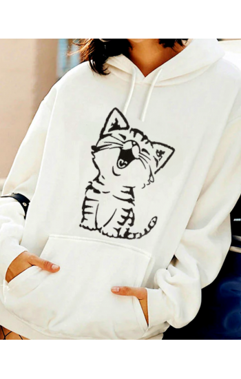 Kedi Baskılı Kadın Sweatshirt…