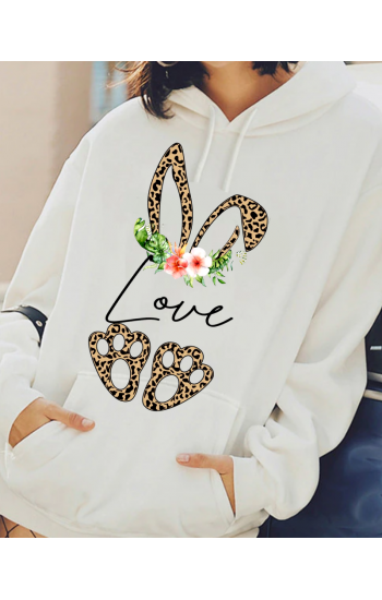 Love ve Tavşan Baskılı Kadın Sweatshirt…