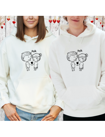 Sevgili Kombini Aşk Baskılı Kişiye Özel Sweatshirt