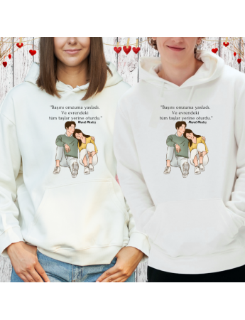 Sevgili Kombini Romantik Kişiye Özel Baskılı Sweatshirt