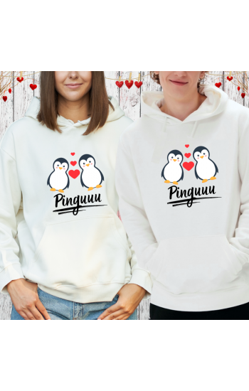 Sevgili Kombini Sevimli Penguen Baskılı Kişiye Özel Sweatshirt…