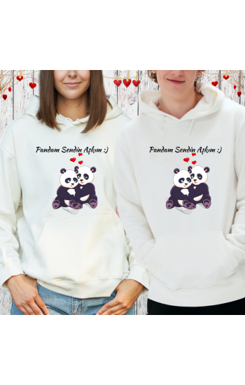 Sevgili Kombini Sevimli Panda Baskılı Kişiye Özel Sweatshirt…