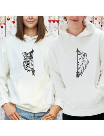 Sevgili Kombini Aslan ve Kaplan Baskılı Kişiye Özel Sweatshirt