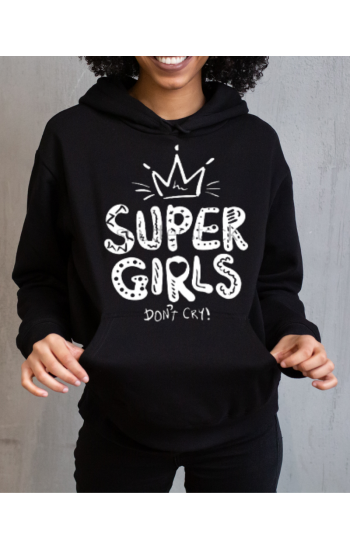 Super Girl Baskılı Kadın Sweatshirt Siyah…