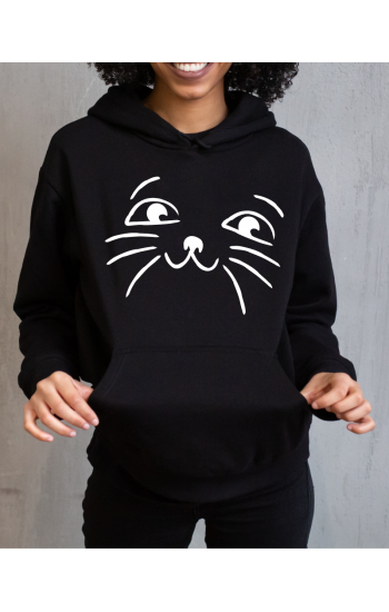 Kedi Baskılı Kadın Sweatshirt Siyah 01…