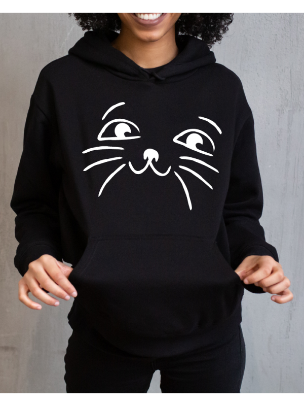 Kedi Baskılı Kadın Sweatshirt Siyah 01…