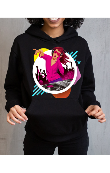 Dj Baskılı Kadın Sweatshirt Siyah…