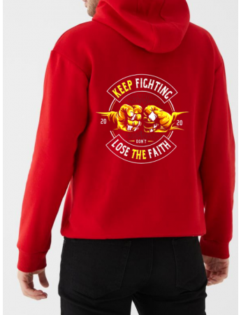 Keep Fighting Baskılı Erkek Sweatshirt Kırmızı