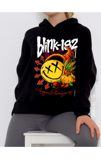 Smilley Baskılı Kadın Sweatshirt Siyah 01…