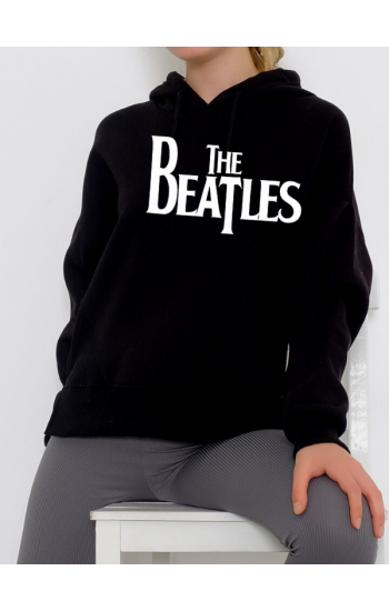 The Beatles Baskılı Kadın Sweatshirt Siyah…