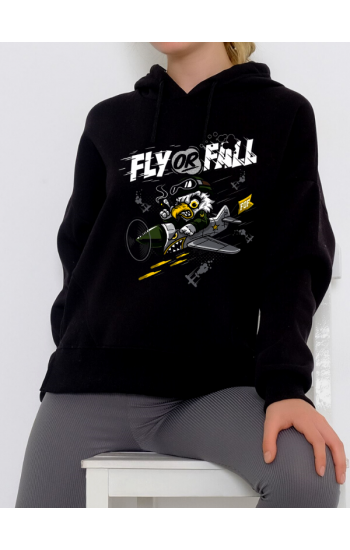 Fly Or Fall Baskılı Kadın Sweatshirt Siyah…