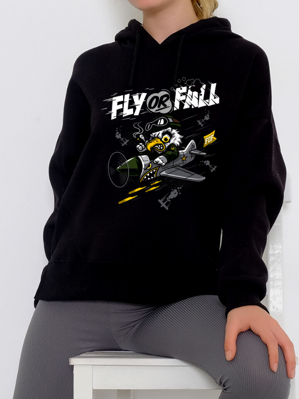 Fly Or Fall Baskılı Kadın Sweatshirt Siyah…