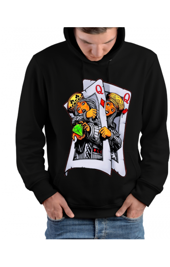 Karo ve Kuppa Kızı Baskılı Erkek Sweatshirt Siyah…