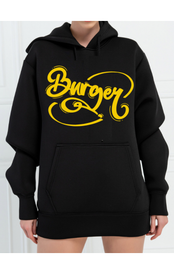 Burgey Baskılı Kadın Sweatshirt Siyah…