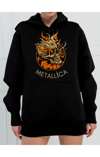 Metallica 3 İplik Baskılı Kadın Sweatshirt Siyah…