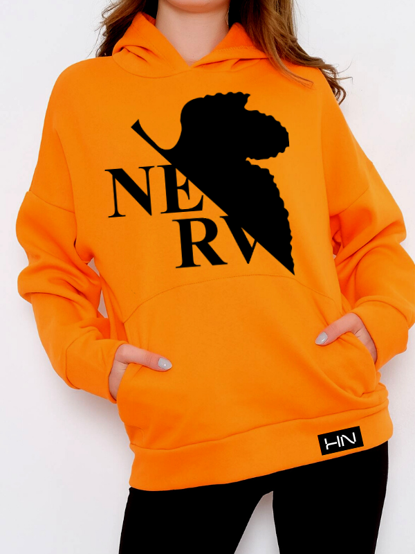 NevrBaskılı Kadın Sweatshirt Turuncu…