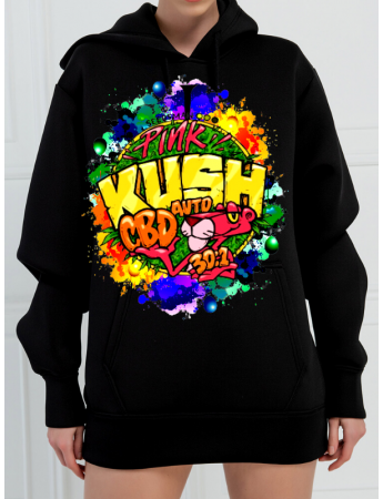 Kush 3 İplik Baskılı Kadın Sweatshirt Siyah