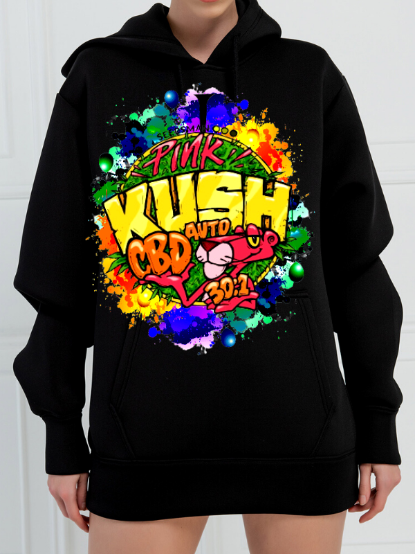 Kush 3 İplik Baskılı Kadın Sweatshirt Siyah…