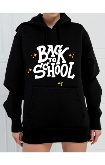 Back To School 3 İplik Baskılı Kadın Sweatshirt Siyah…