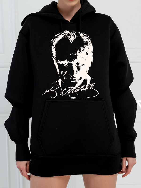 Ulu Önder M. Kemal Atatürk 3 Baskılı Kadın Sweatshirt Siyah…