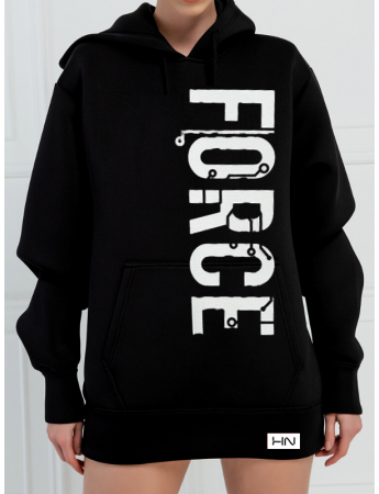 Force Baskılı 3 İplik Kadın Sweatshirt Siyah