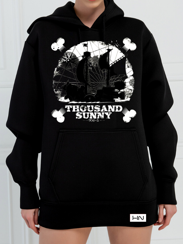 Thousand Sunny Baskılı 3 İplik Kadın Sweatshirt Siyah…