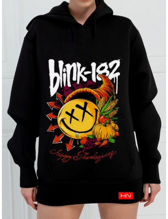 Blink Baskılı 3 İplik Kadın Sweatshirt Siyah