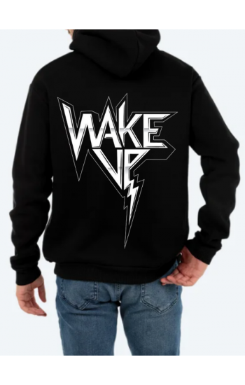 Wake Up Baskılı Erkek Sweatshirt Siyah…