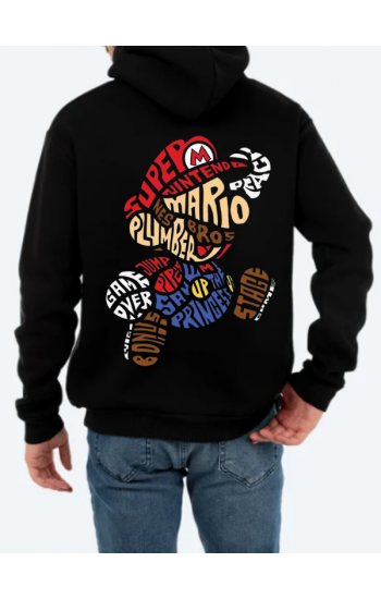 Mario Baskılı Erkek Sweatshirt Siyah…