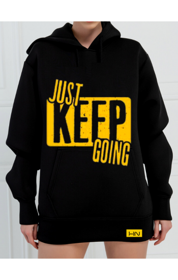 Just Keep Going Baskılı 3 İplik Kadın Sweatshirt Siyah…